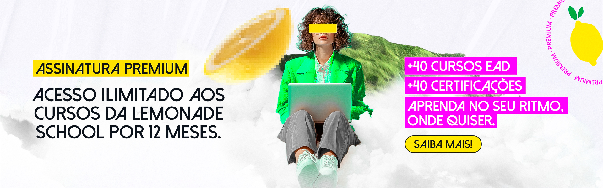 Plano Premium Lemonade School. Assinatura anual EAD para Especializações e Certificações em Marketing e Negócios.
